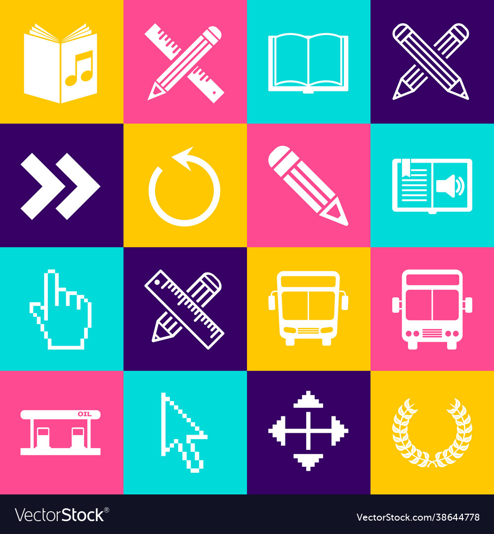 Set laurel wreath bus audio book open refresh vector image Set laurel wreath bus audio book open refresh