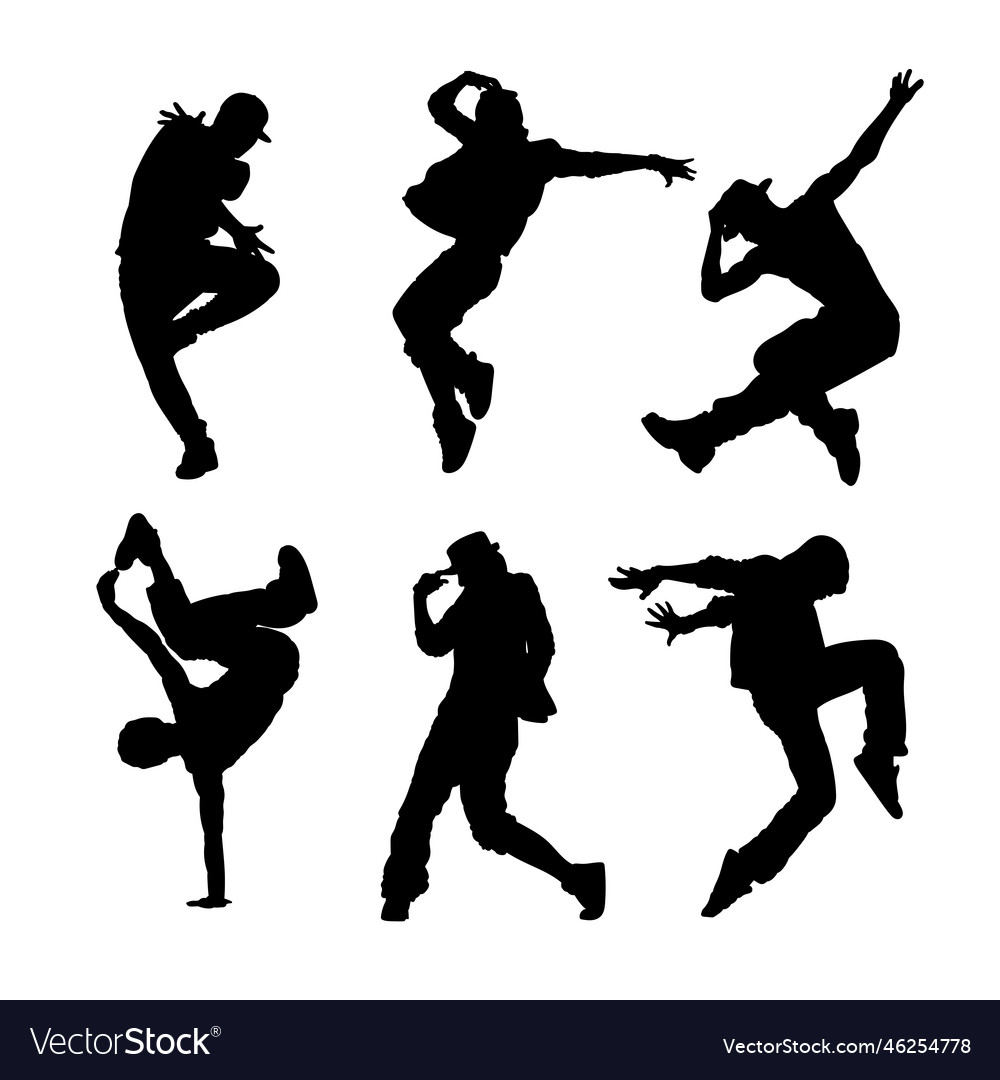 Set of silhouettes hip hop dance Royalty Free Vector Image