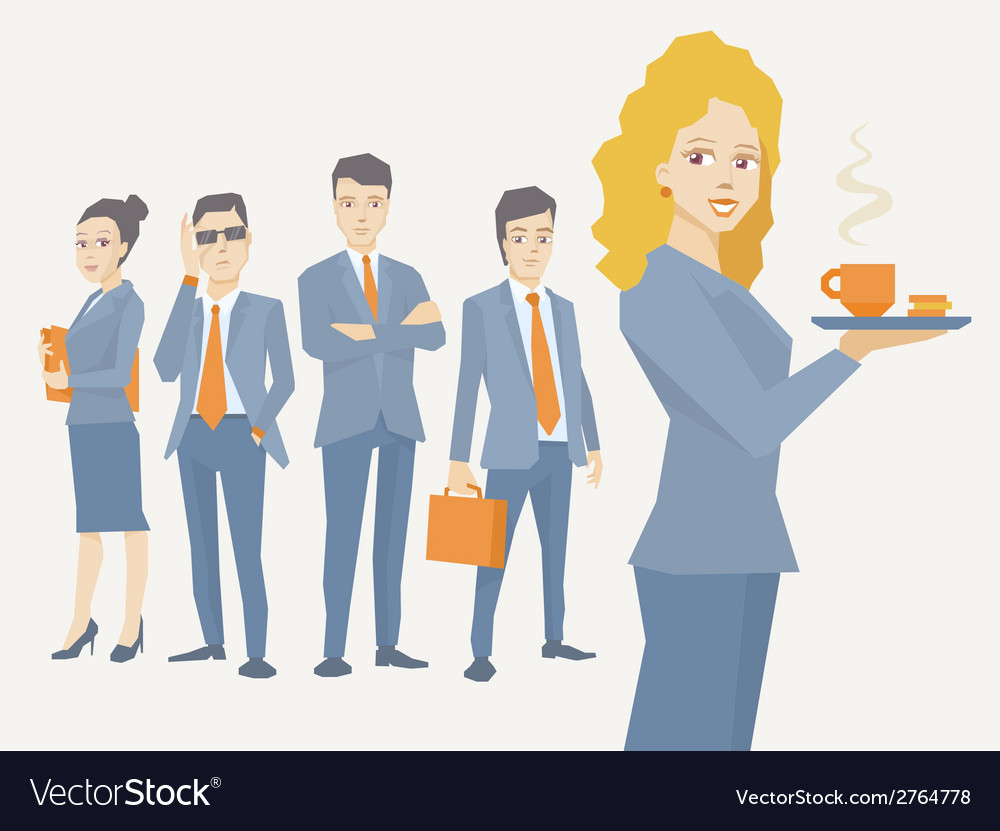 Woman portrait secretary with coffee in h