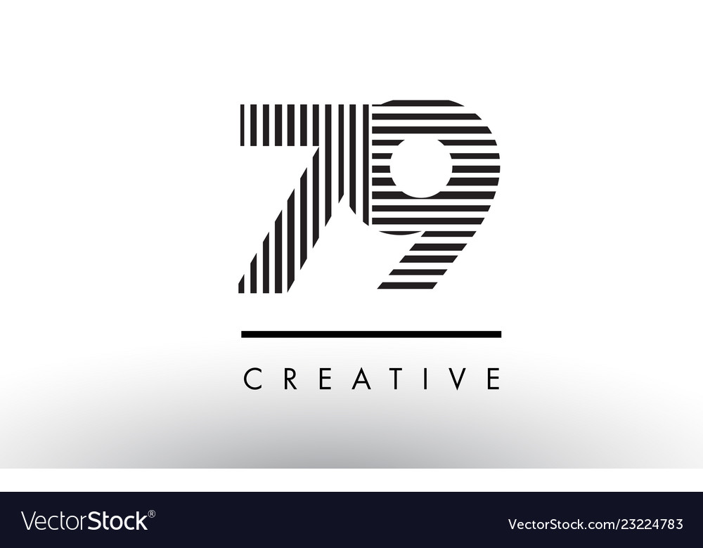 79 black and white lines number logo design