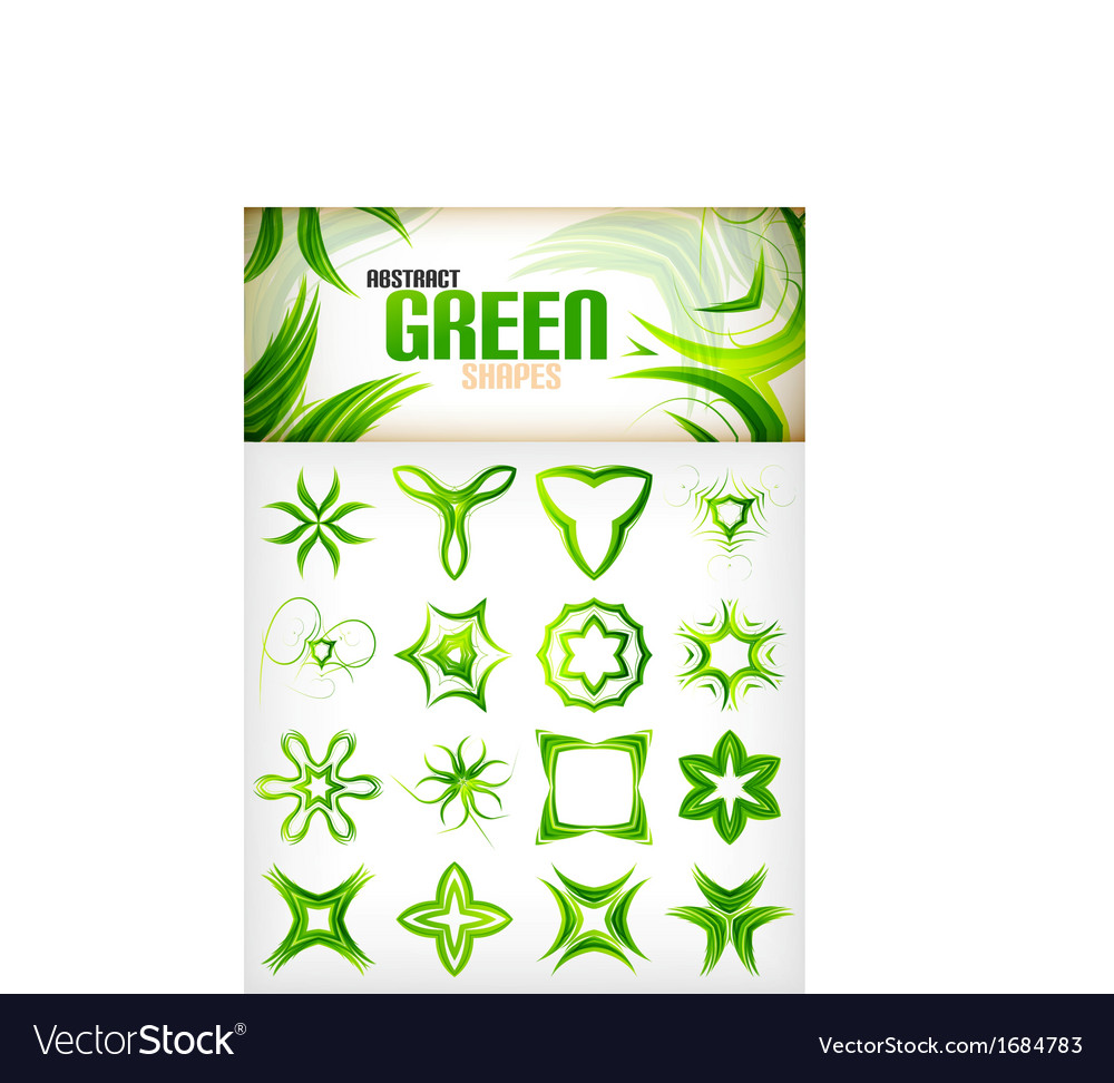 Abstract green pattern shapes set