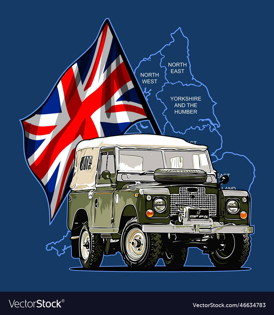 Classic car and english flag template