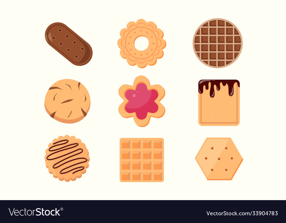 Cookie- und Biscuit-Symbolsammlung isoliert