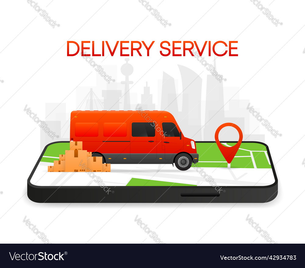 Express delivery service concept on phone device