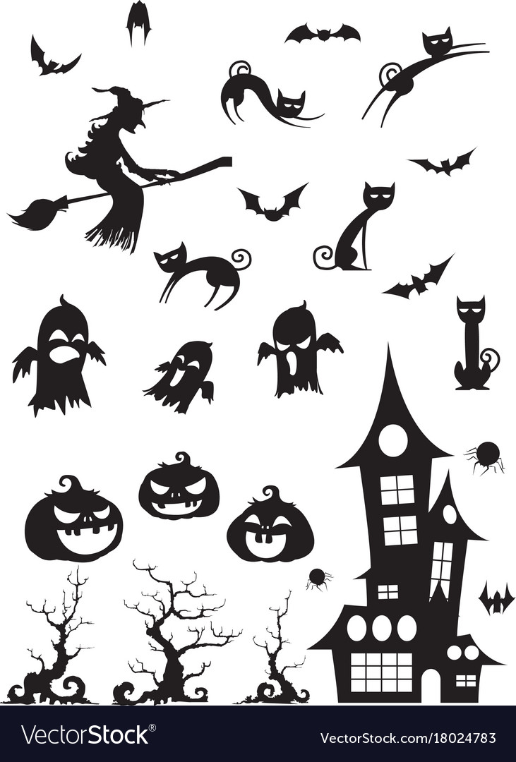 Halloween blackwhite icon Royalty Free Vector Image