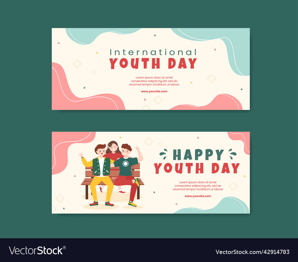 Happy international youth day social media banner Vector Image