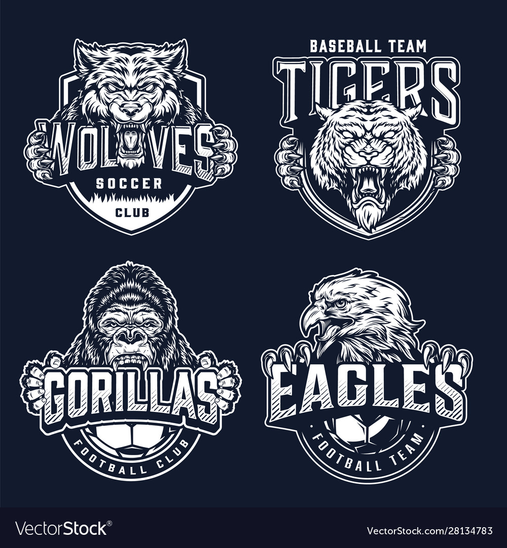 Vintage monochrome sport teams badges Royalty Free Vector