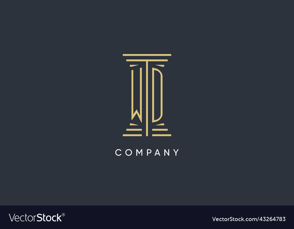 Wd initial monogram with pillar shape logo design