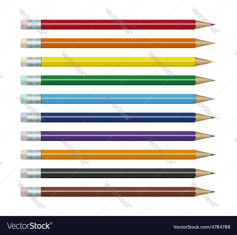 Colored pencils set Royalty Free Vector Image - VectorStock