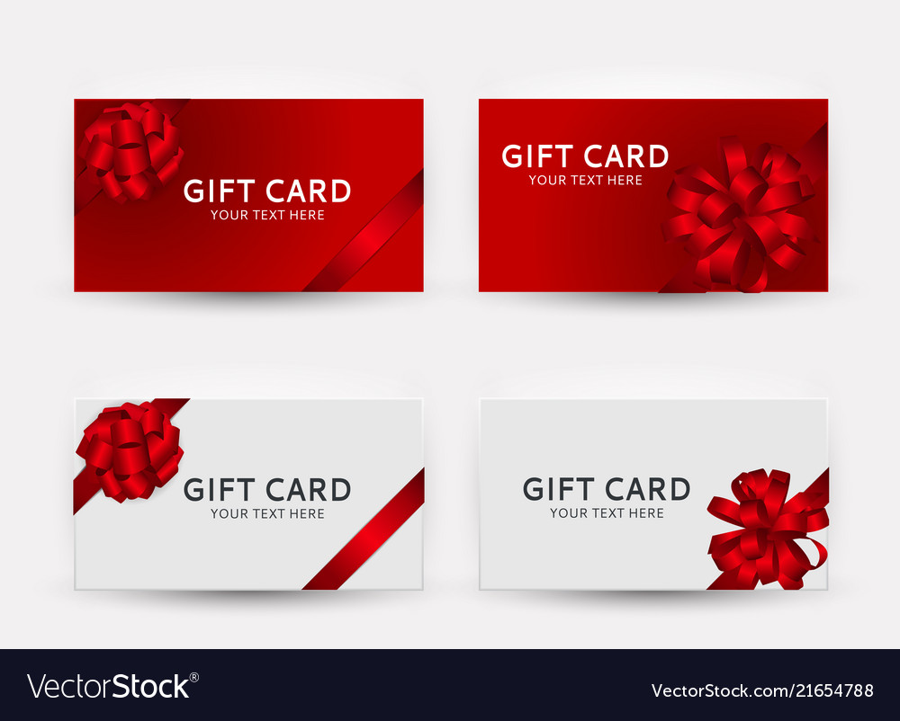 Gift card template collection set with bow and Vector Image