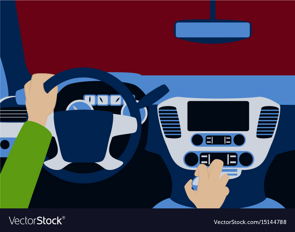 Human hands driving a car Royalty Free Vector Image