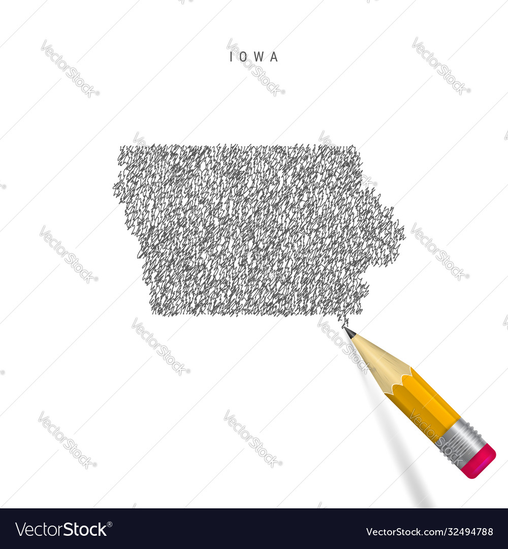 Iowa sketch scribble map isolated on white