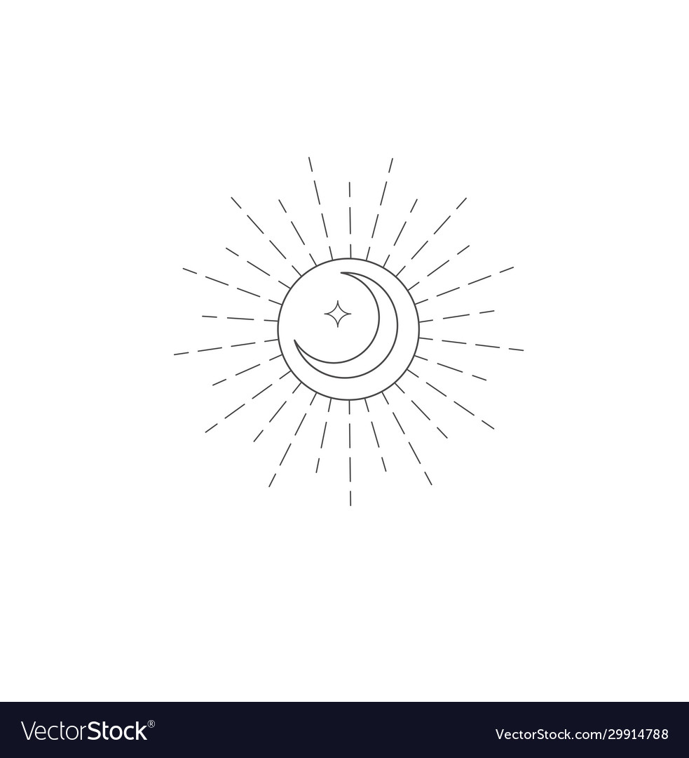 Logo design element with moon and sun
