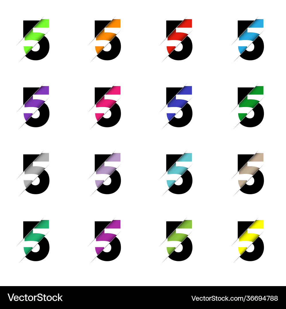 Number five logo black and orange glossy style Vector Image