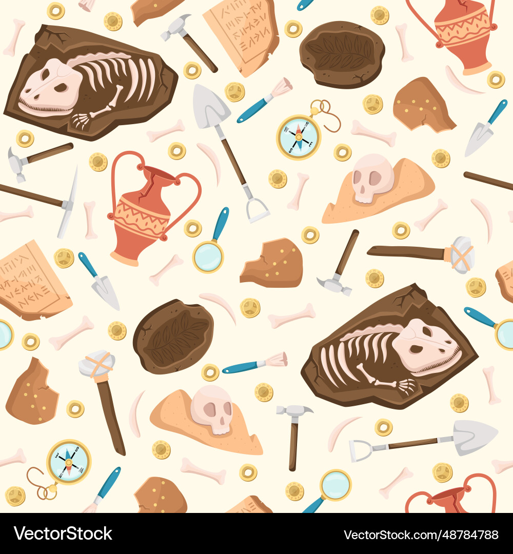 Seamless pattern with archaeological digs old Vector Image