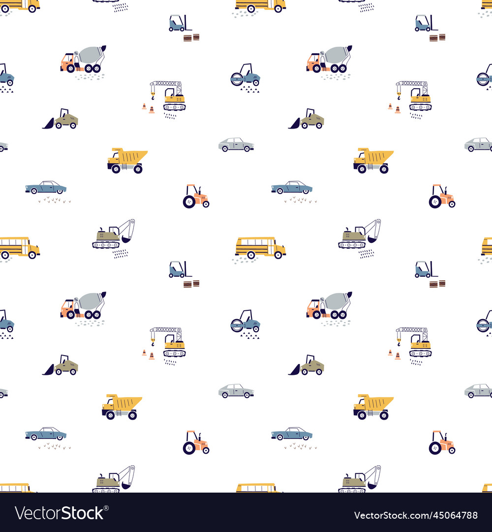 Seamless pattern with toy transports vector image Seamless pattern with toy transports