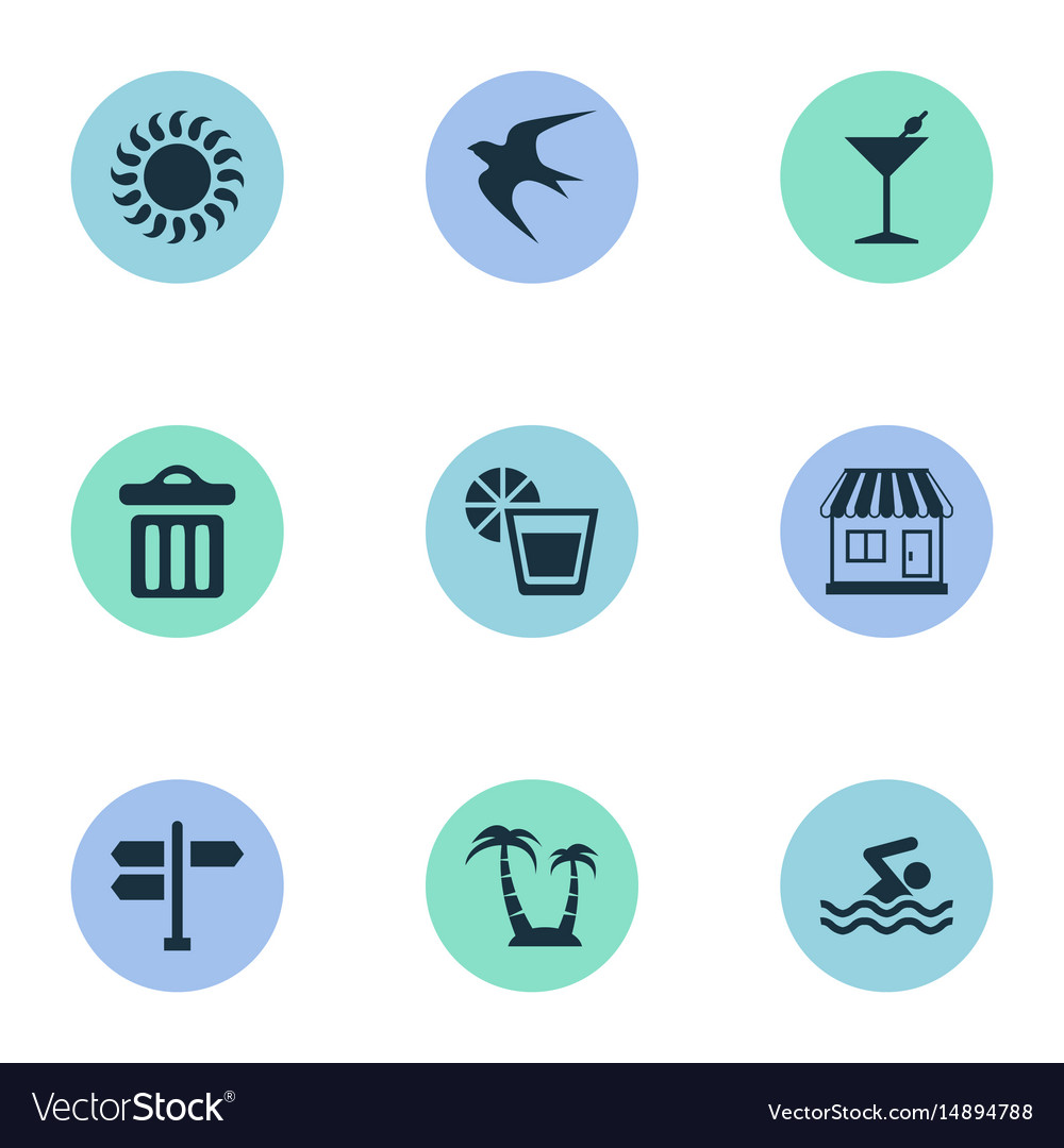 Set of simple seaside icons