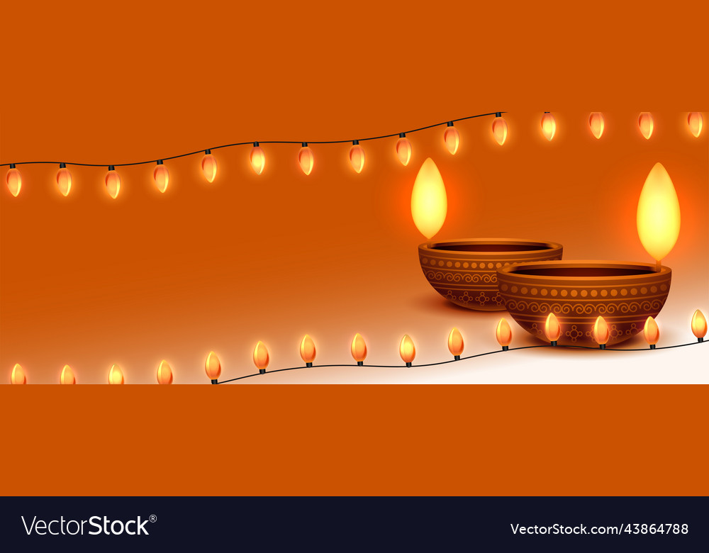 Shubh deepavali banner with bunting liights vector image Shubh deepavali banner with bunting liights