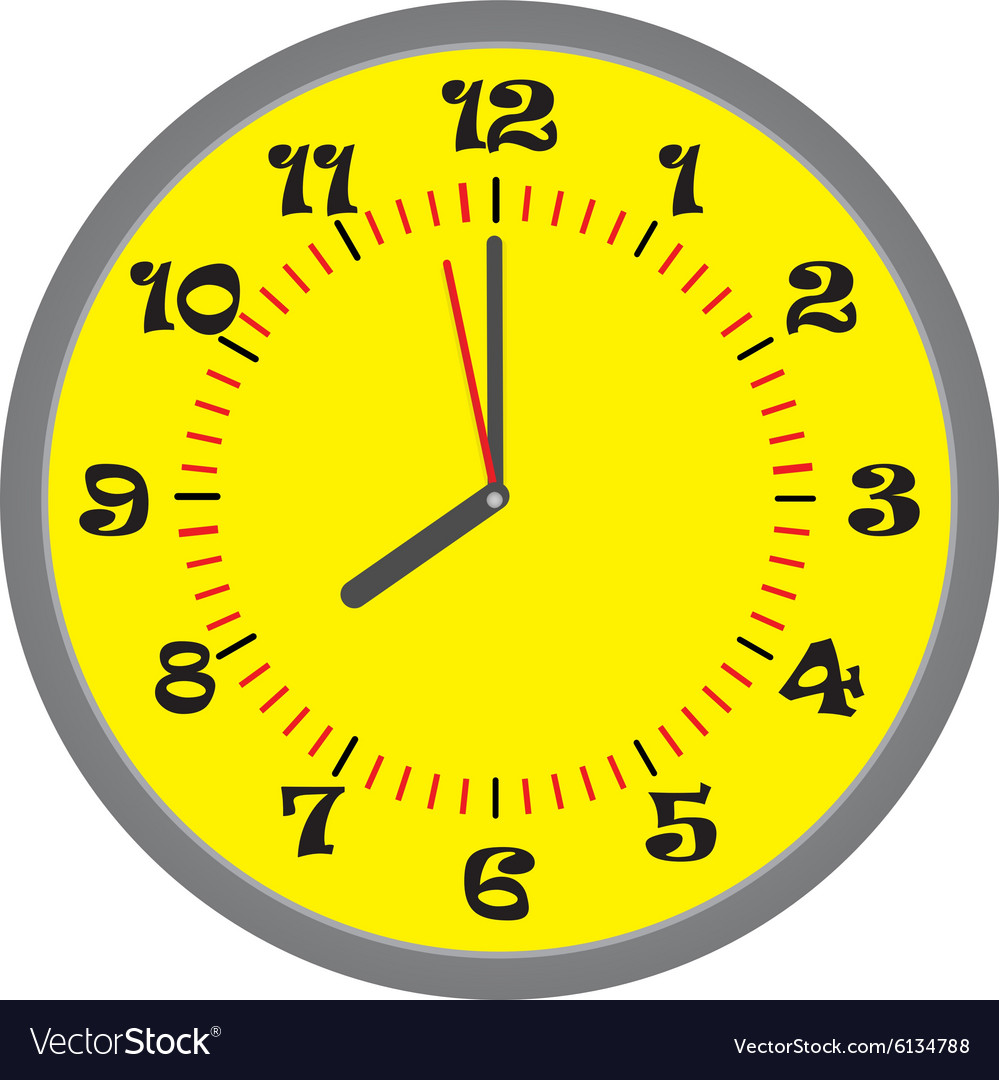 Yellow clock Royalty Free Vector Image VectorStock