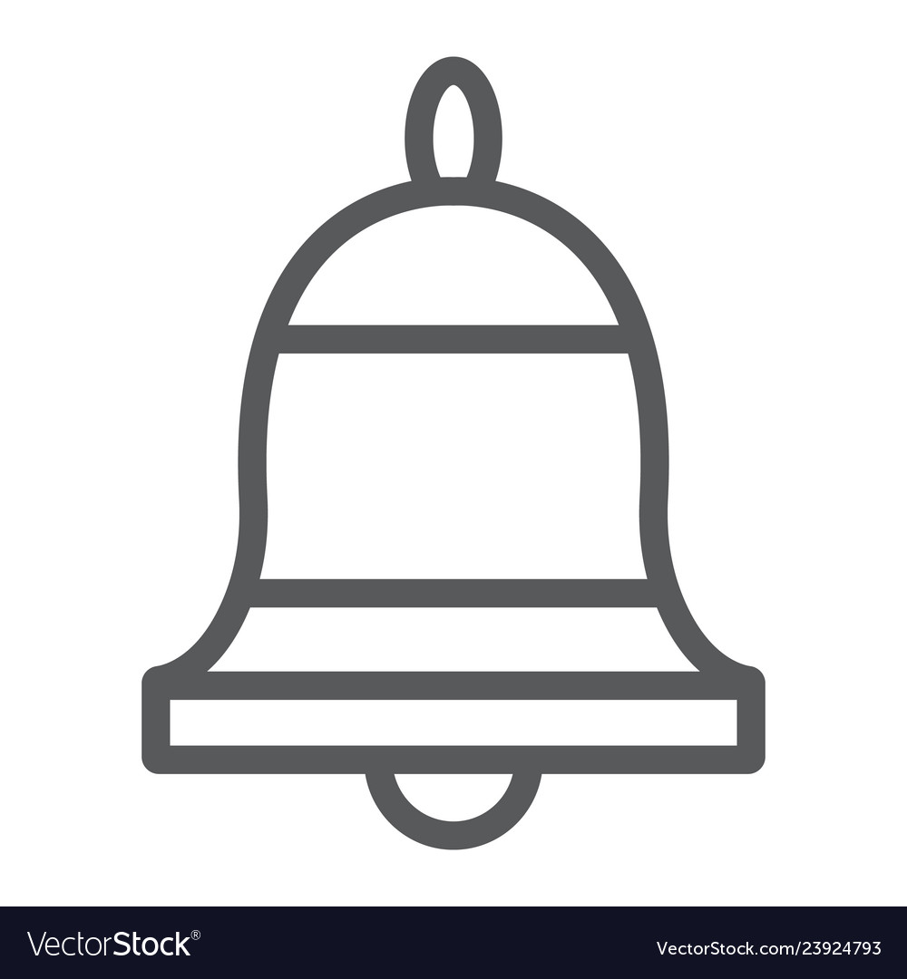 Bell line icon ring and alert alarm sign