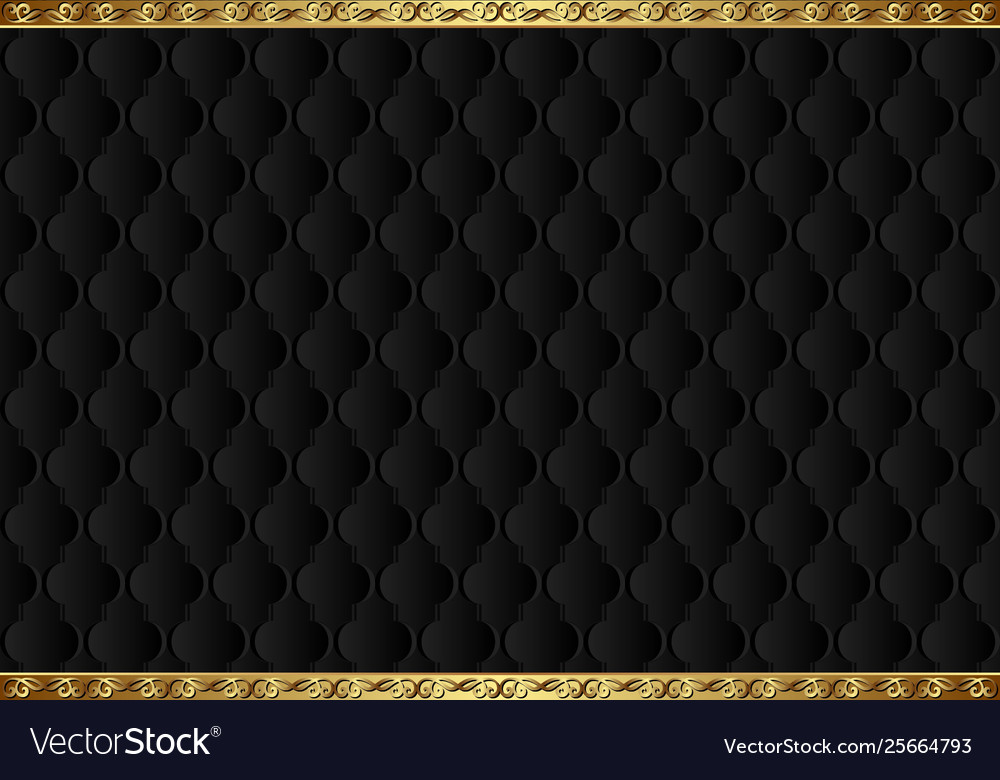 Black background with vintage pattern and golden Vector Image