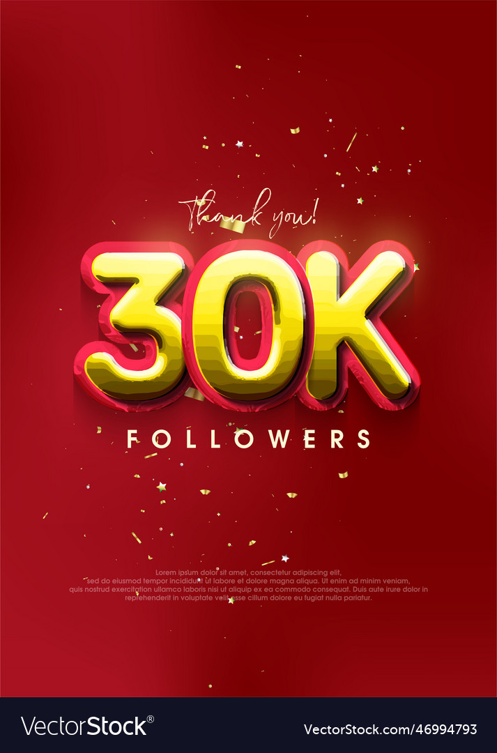 Elegant thanks for 30k followers design Royalty Free Vector