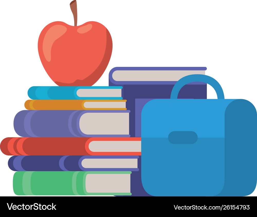 Handbag School With Notebooks On White Background Vector Image