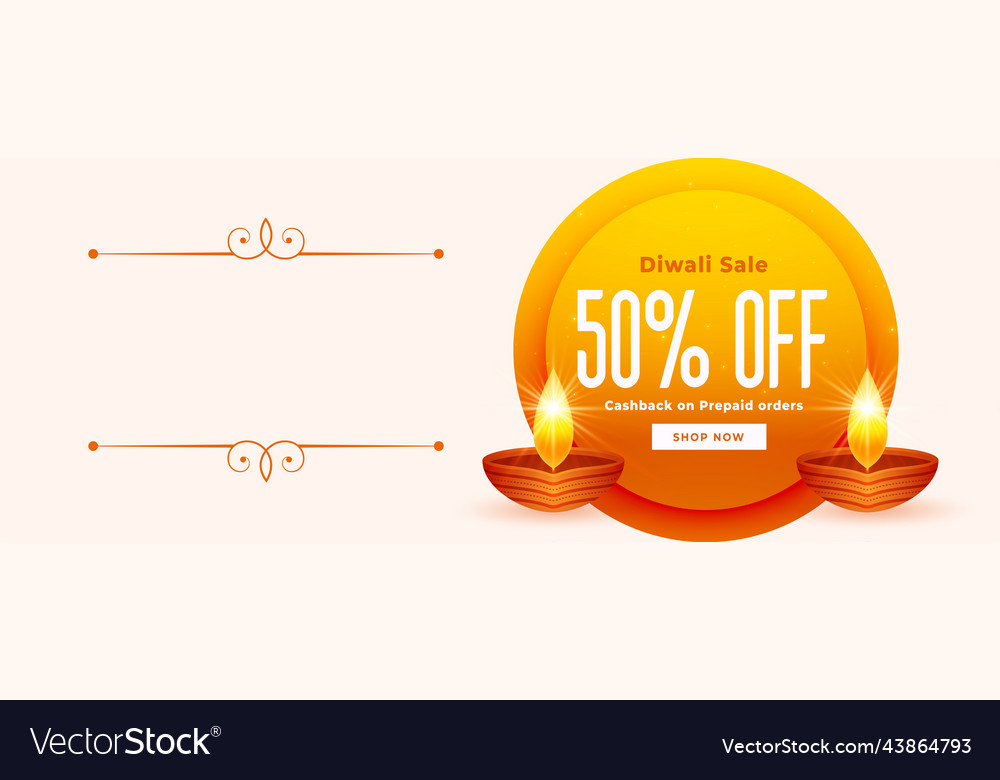 Happy diwali offers banner with discount details vector image Happy diwali offers banner with discount details