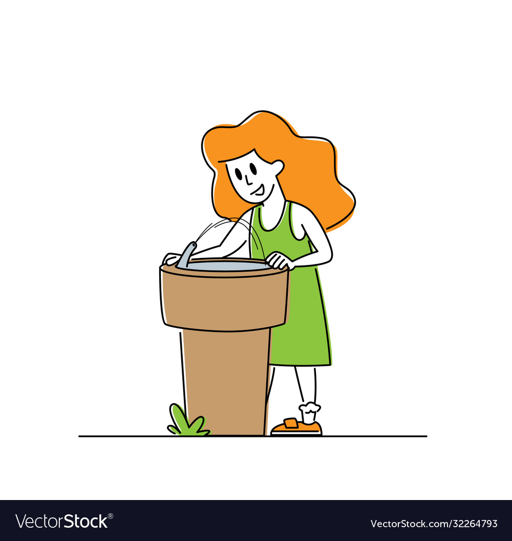 Little Girl Drinking from Fountain