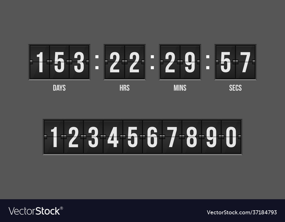 Mechanical scoreboard countdown timer isolated vector image Mechanical scoreboard countdown timer isolated