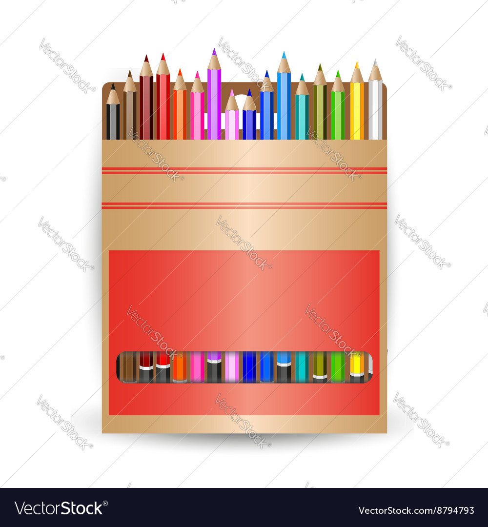 Packing pencils a set of colored Royalty Free Vector Image