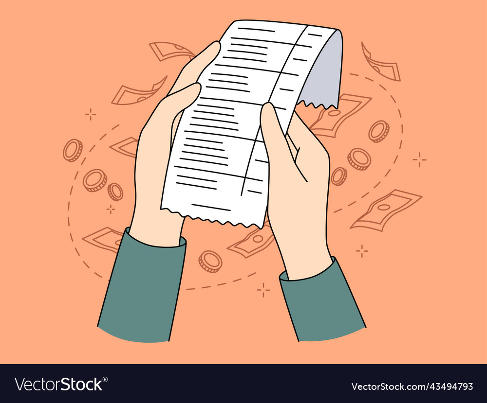 Person holding bill checking expenses Royalty Free Vector