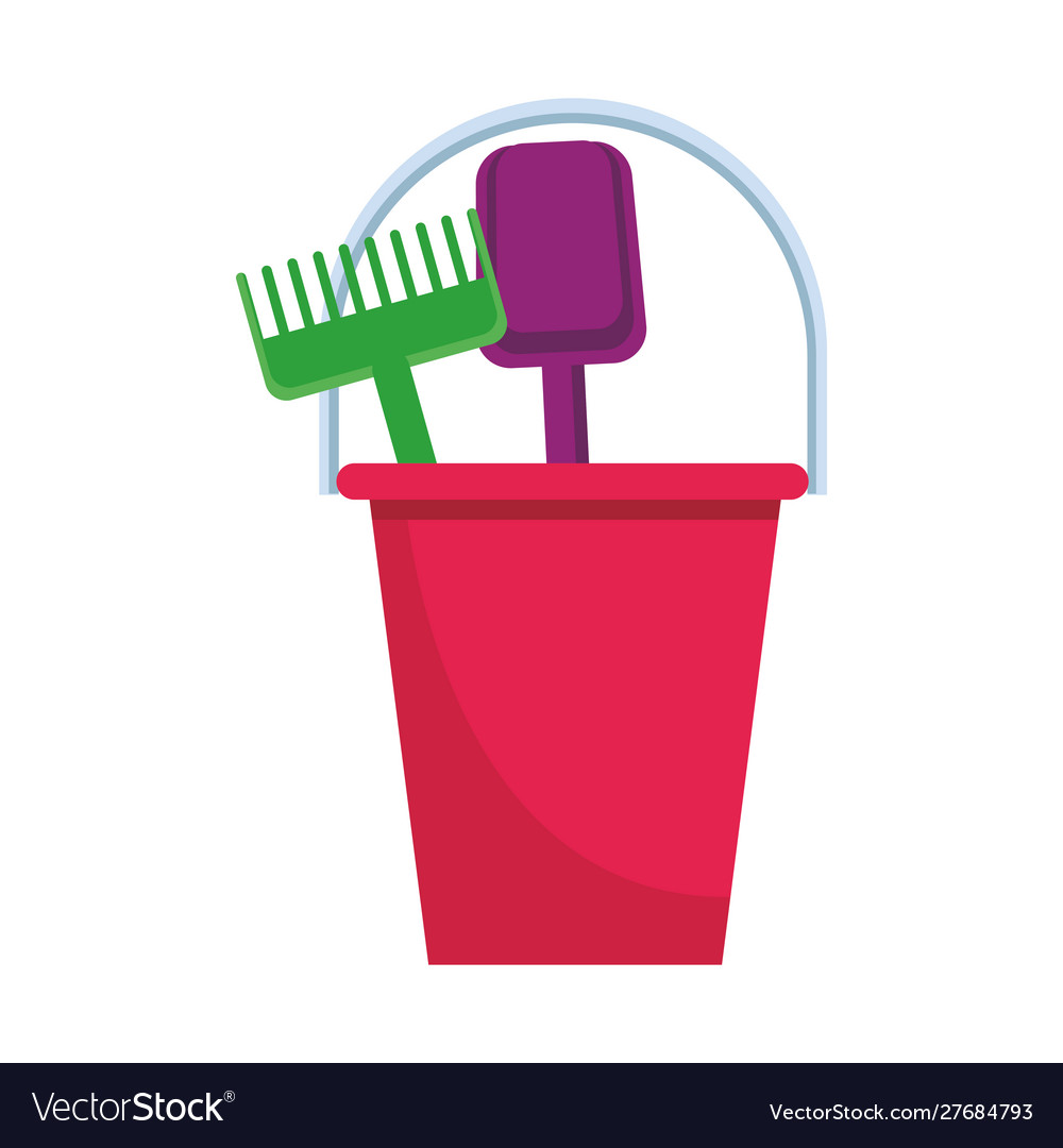 Sand bucket and tools icon