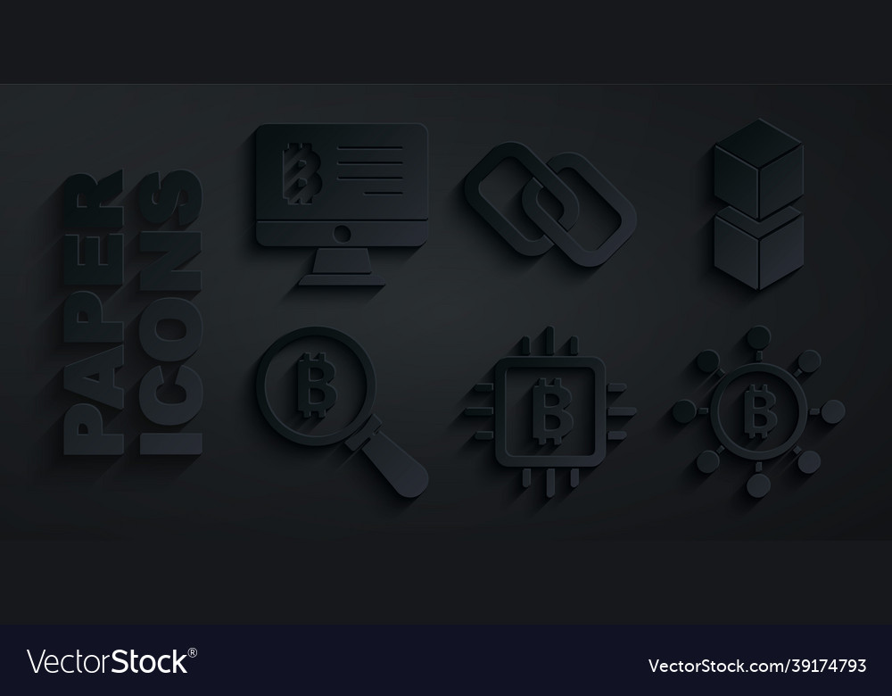 Set cpu mining farm blockchain technology vector image Set cpu mining farm blockchain technology