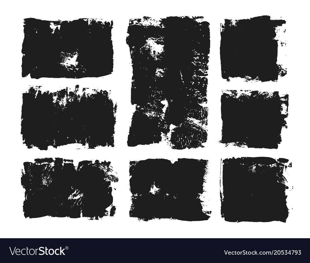 Set Rectangular Text Box Grunge Paint Stripe Vector Image