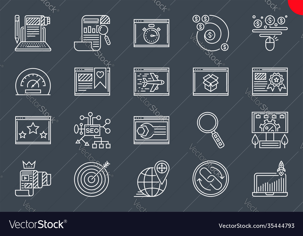 Thin line icons set search engine optimization vector image Thin line icons set search engine optimization