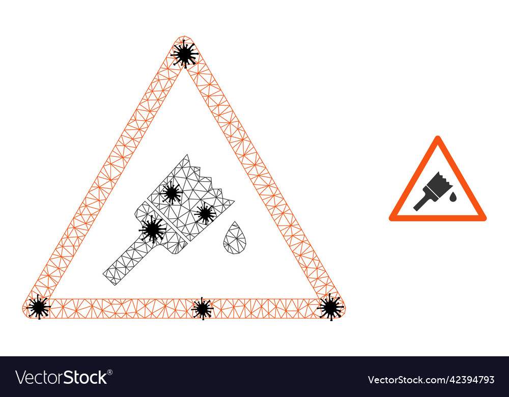 Wire frame mesh wet painting warning icons