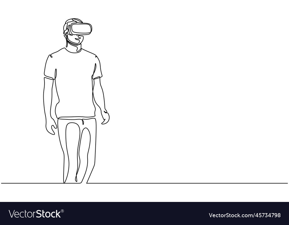Continuous one line drawing of a man using