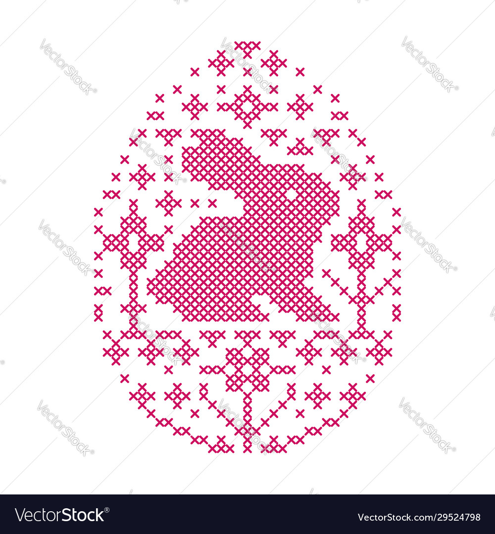 Embroidered easter egg vector image Embroidered easter egg