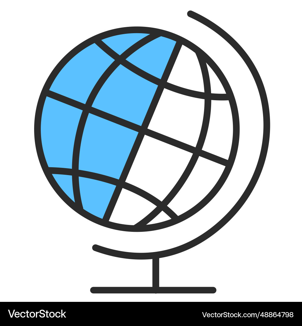 Globe planet flat stroke Royalty Free Vector Image