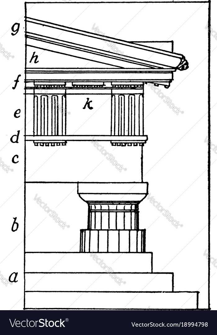 Greek doric order post vintage engraving