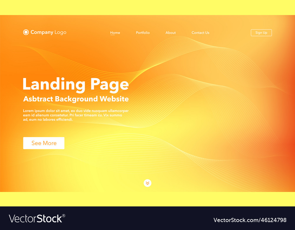 Landing page abstract wave background website vector image Landing page abstract wave background website