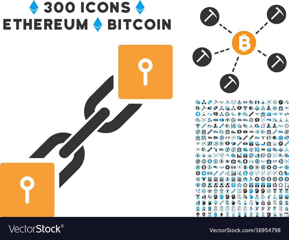 Locker blockchain flat icon with collection