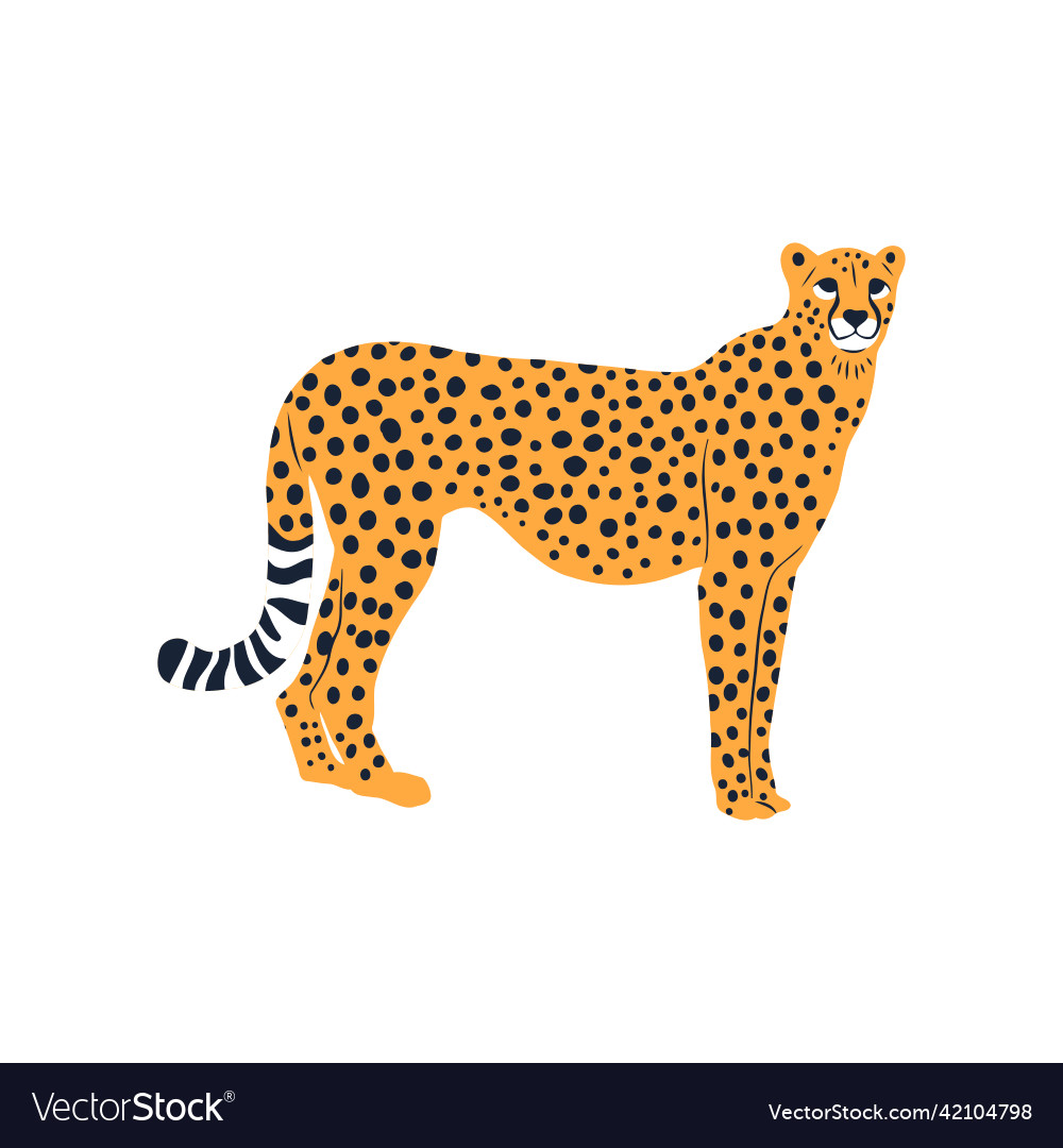 Retro spotted cheetah wild cat portrait art