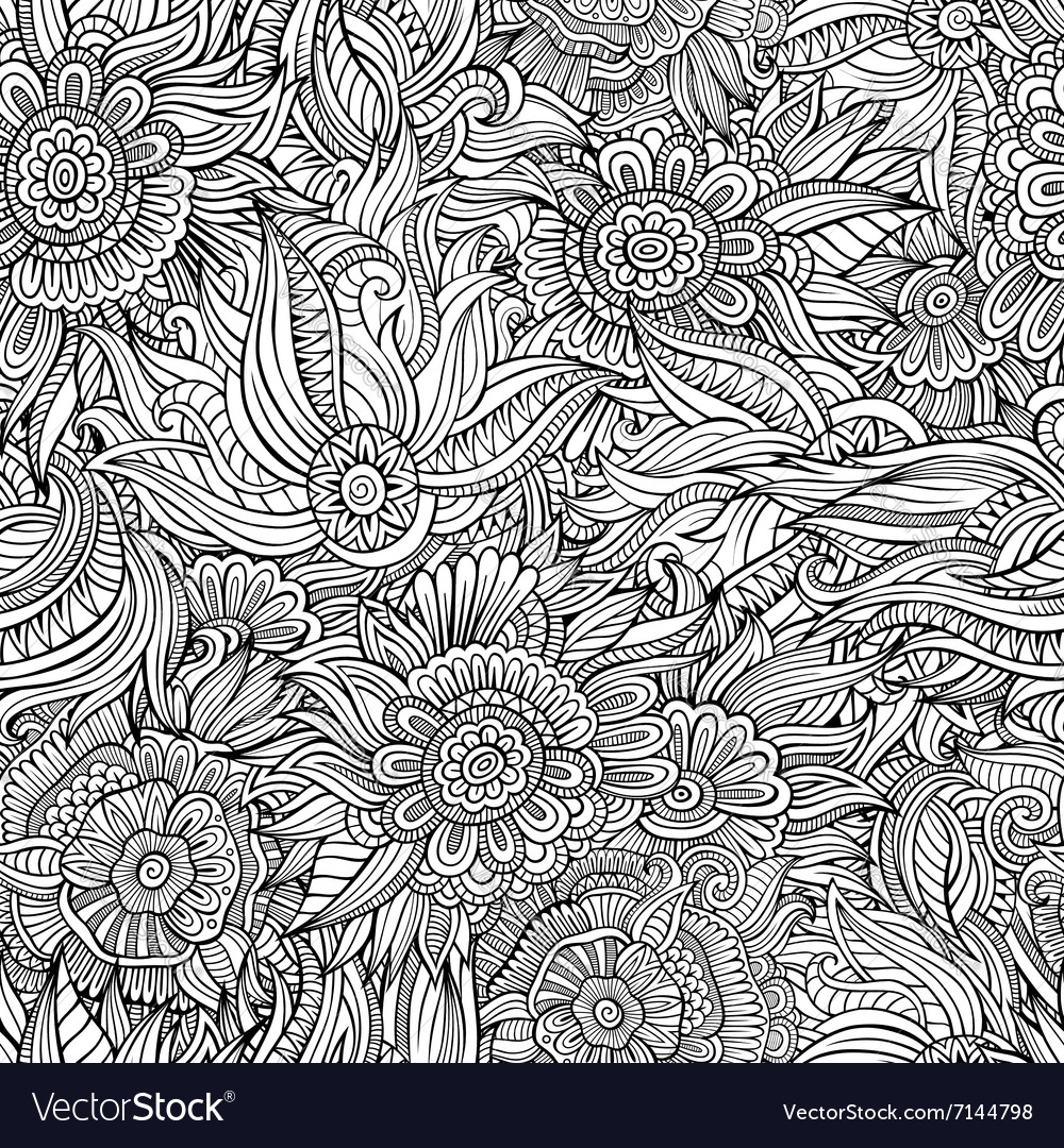 Seamless abstract flowers pattern Royalty Free Vector Image