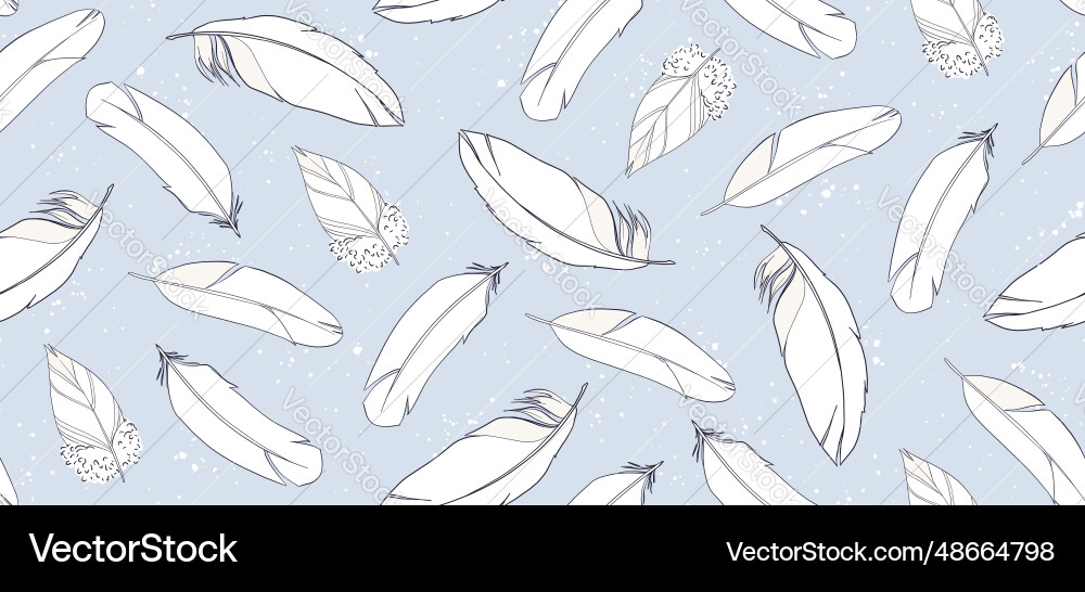 Seamless pattern with feathers Royalty Free Vector Image
