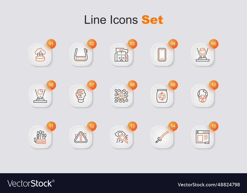 Set line browser window katana eye scan vector image Set line browser window katana eye scan