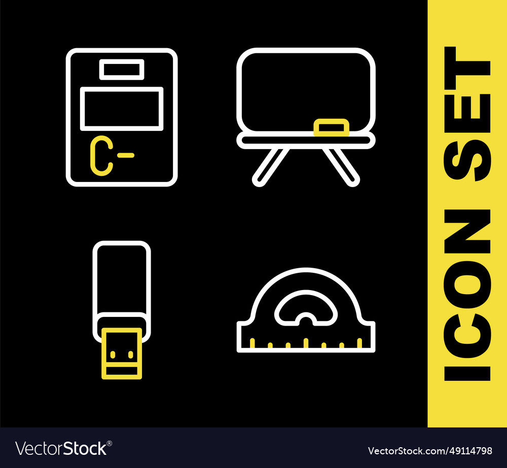 Set line chalkboard protractor grid usb flash vector image Set line chalkboard protractor grid usb flash