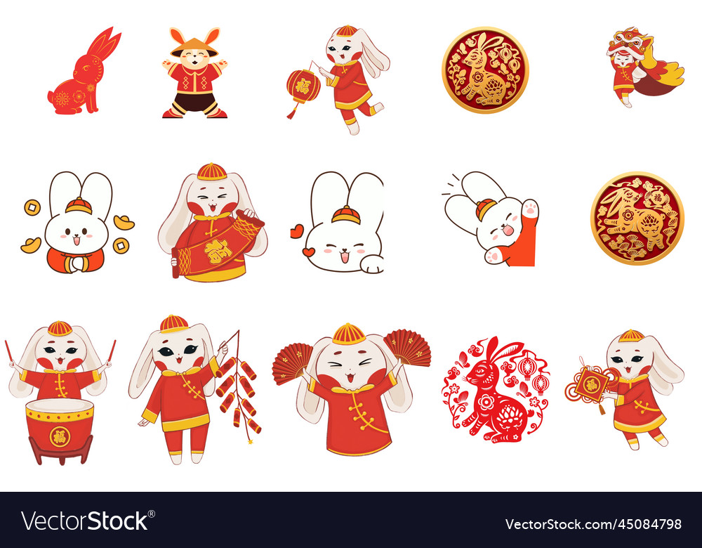 chinese new year rabbit and cat