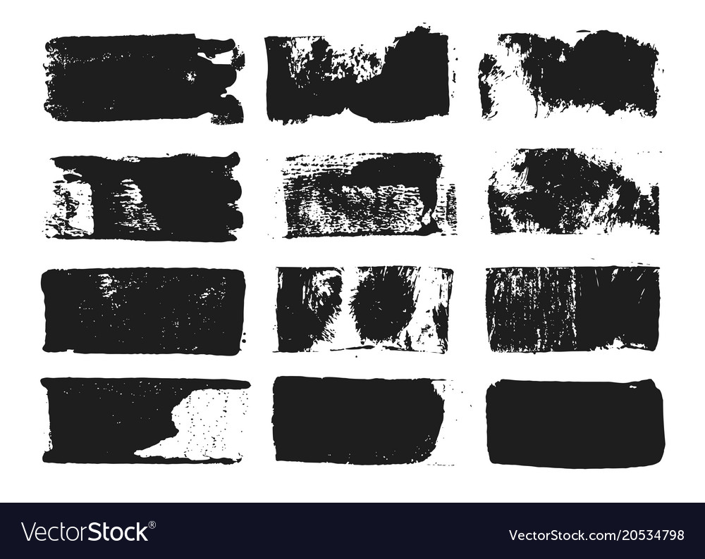 Set Rectangular Text Box Grunge Paint Stripe Vector Image